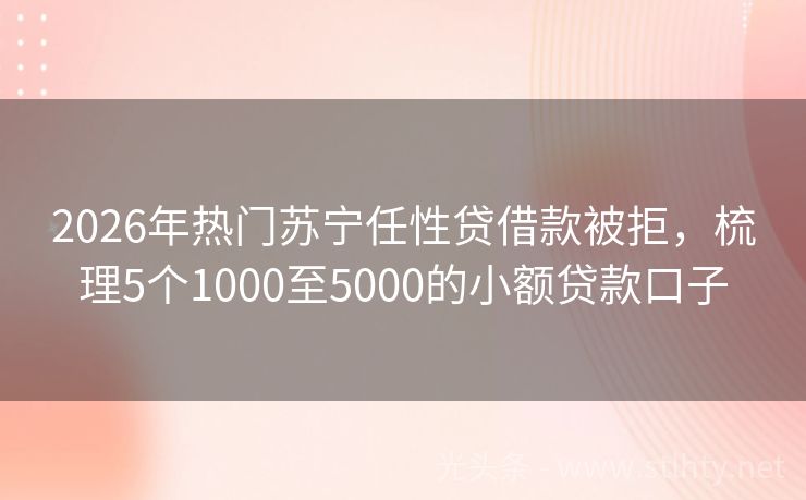 2026年热门苏宁任性贷借款被拒，梳理5个1000至5000的小额贷款口子