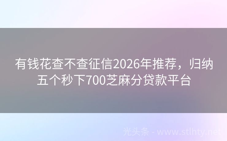 有钱花查不查征信2026年推荐，归纳五个秒下700芝麻分贷款平台