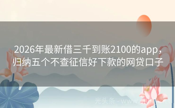 2026年最新借三千到账2100的app，归纳五个不查征信好下款的网贷口子