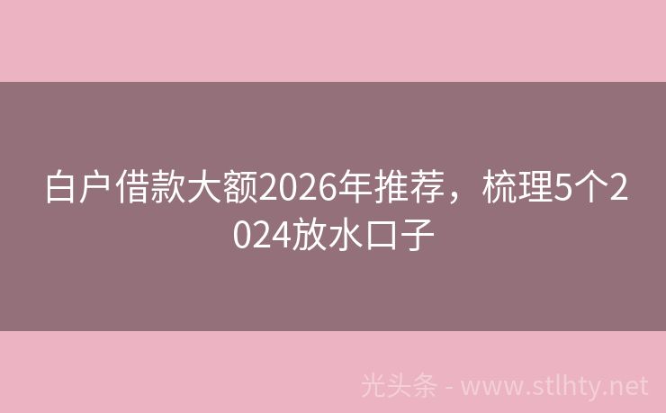 白户借款大额2026年推荐，梳理5个2024放水口子