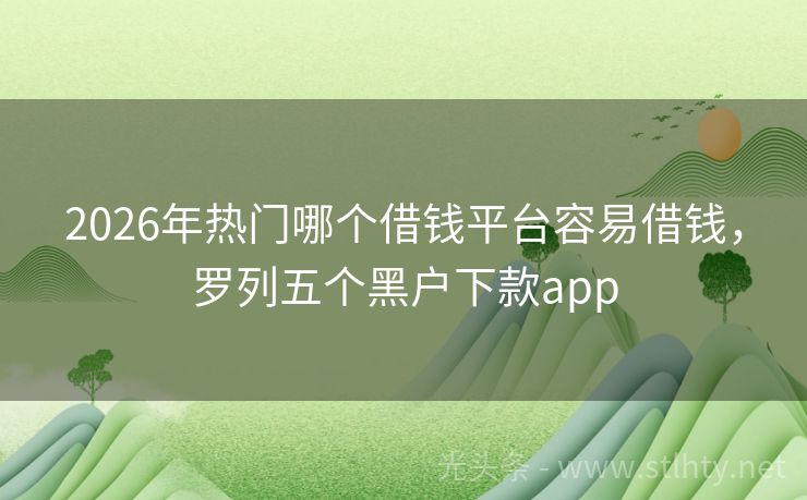 2026年热门哪个借钱平台容易借钱，罗列五个黑户下款app