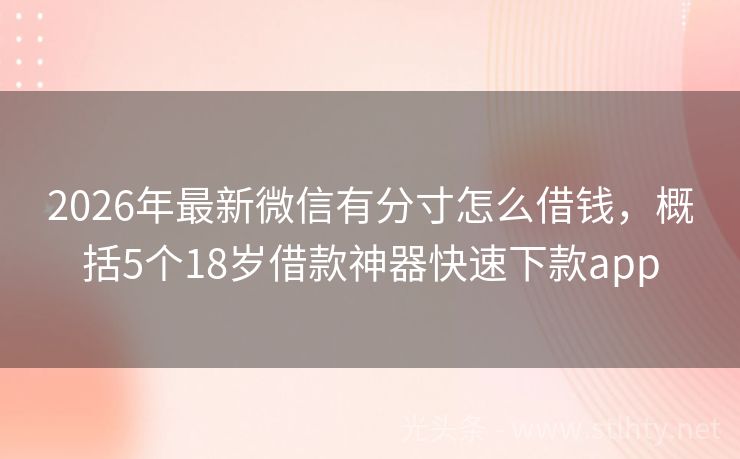 2026年最新微信有分寸怎么借钱，概括5个18岁借款神器快速下款app