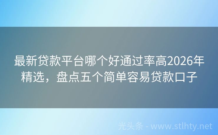 最新贷款平台哪个好通过率高2026年精选，盘点五个简单容易贷款口子