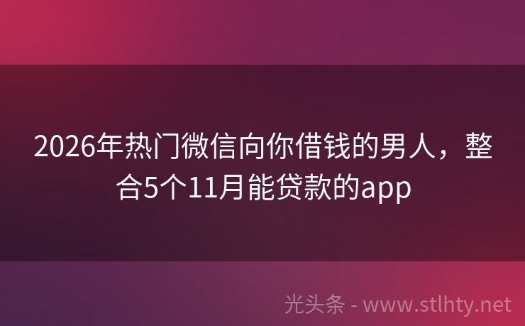 2026年热门微信向你借钱的男人，整合5个11月能贷款的app