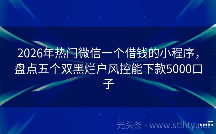 2026年热门微信一个借钱的小程序，盘点五个双黑烂户风控能下款5000口子