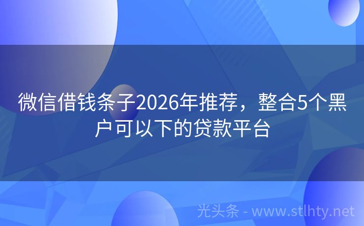 微信借钱条子2026年推荐，整合5个黑户可以下的贷款平台