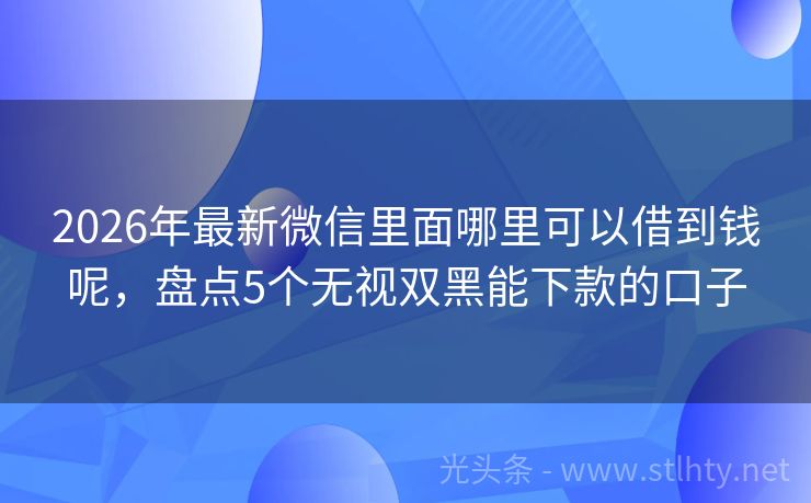 2026年最新微信里面哪里可以借到钱呢，盘点5个无视双黑能下款的口子