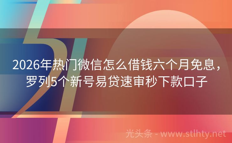 2026年热门微信怎么借钱六个月免息，罗列5个新号易贷速审秒下款口子