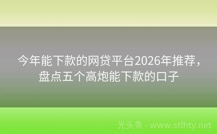今年能下款的网贷平台2026年推荐，盘点五个高炮能下款的口子