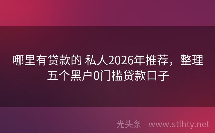 哪里有贷款的 私人2026年推荐，整理五个黑户0门槛贷款口子
