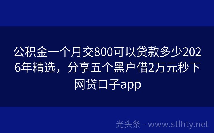 公积金一个月交800可以贷款多少2026年精选，分享五个黑户借2万元秒下网贷口子app