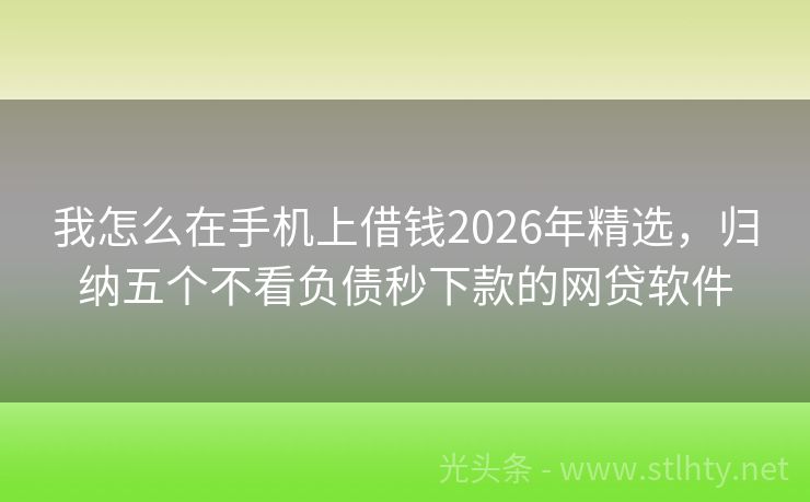 我怎么在手机上借钱2026年精选，归纳五个不看负债秒下款的网贷软件