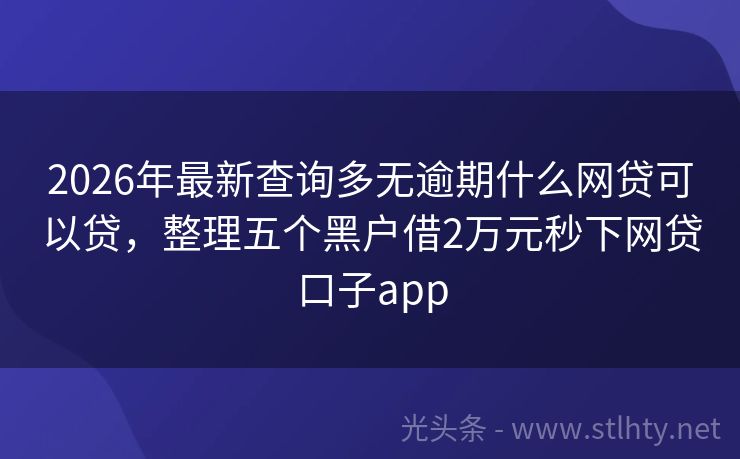 2026年最新查询多无逾期什么网贷可以贷，整理五个黑户借2万元秒下网贷口子app