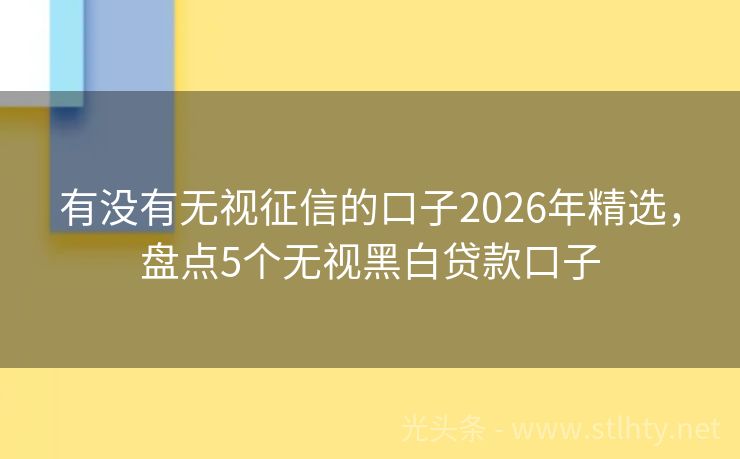 有没有无视征信的口子2026年精选，盘点5个无视黑白贷款口子