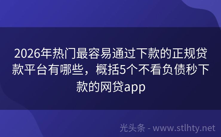 2026年热门最容易通过下款的正规贷款平台有哪些，概括5个不看负债秒下款的网贷app