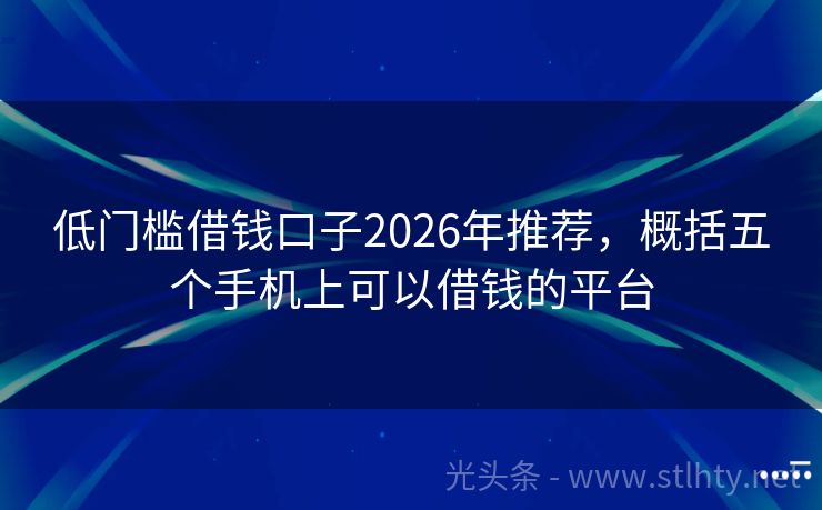 低门槛借钱口子2026年推荐，概括五个手机上可以借钱的平台