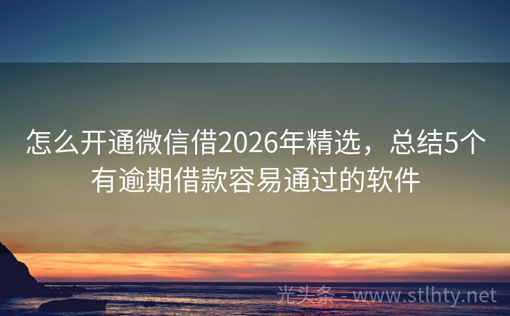 怎么开通微信借2026年精选，总结5个有逾期借款容易通过的软件