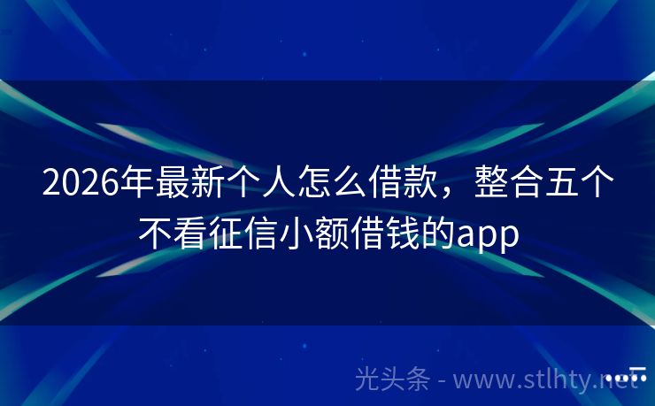 2026年最新个人怎么借款，整合五个不看征信小额借钱的app