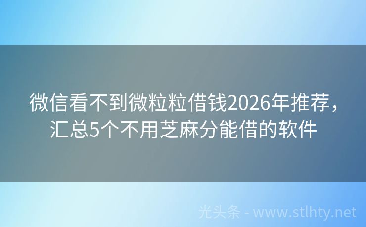 微信看不到微粒粒借钱2026年推荐，汇总5个不用芝麻分能借的软件