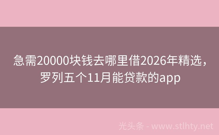急需20000块钱去哪里借2026年精选，罗列五个11月能贷款的app