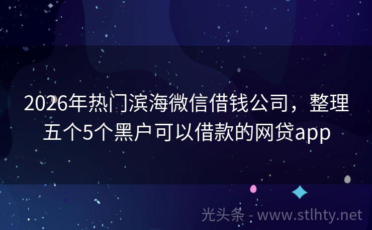 2026年热门滨海微信借钱公司，整理五个5个黑户可以借款的网贷app