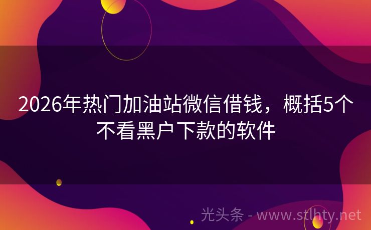 2026年热门加油站微信借钱，概括5个不看黑户下款的软件
