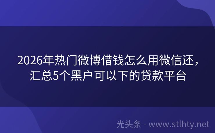 2026年热门微博借钱怎么用微信还，汇总5个黑户可以下的贷款平台