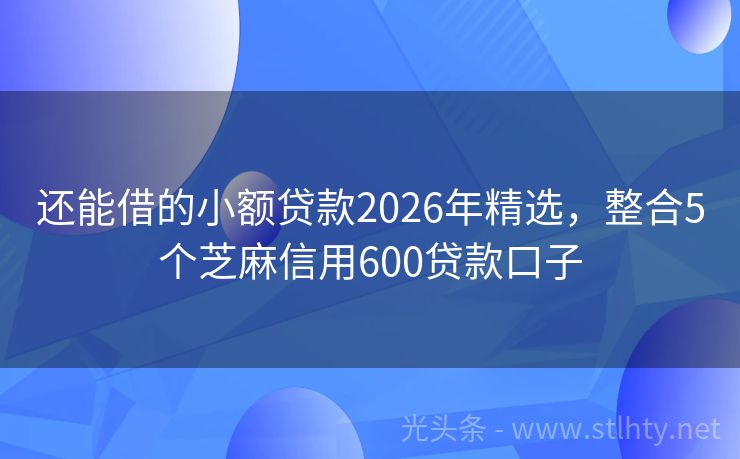 还能借的小额贷款2026年精选，整合5个芝麻信用600贷款口子