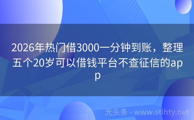 2026年热门借3000一分钟到账，整理五个20岁可以借钱平台不查征信的app