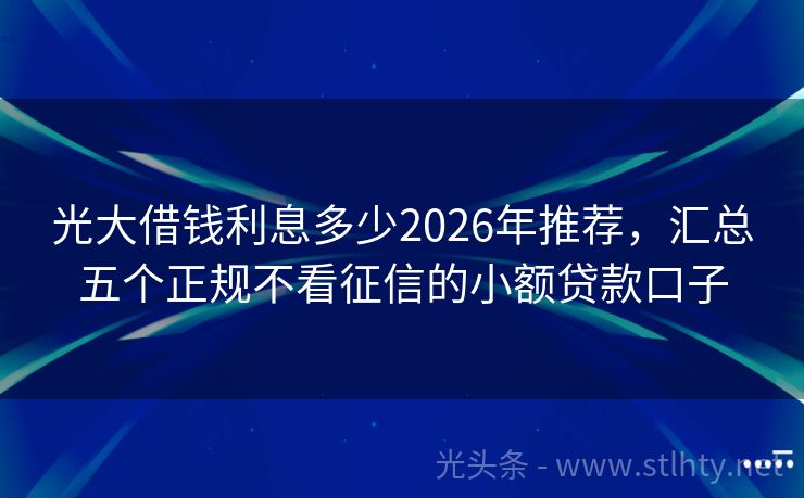 光大借钱利息多少2026年推荐，汇总五个正规不看征信的小额贷款口子