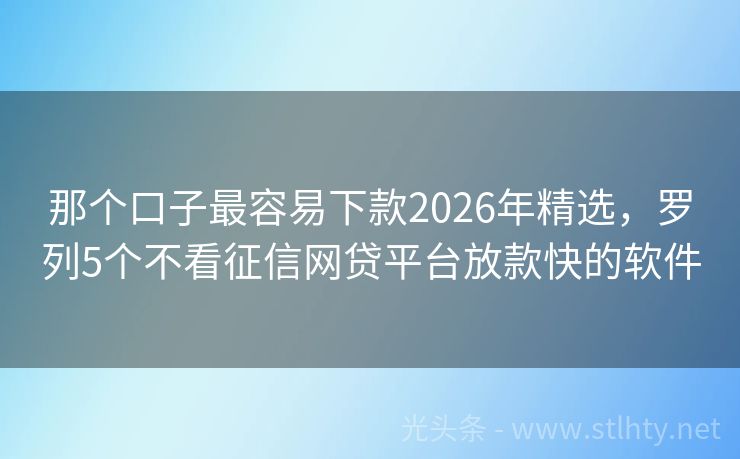 那个口子最容易下款2026年精选，罗列5个不看征信网贷平台放款快的软件
