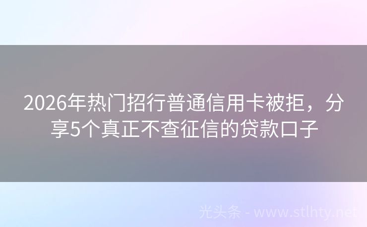 2026年热门招行普通信用卡被拒，分享5个真正不查征信的贷款口子