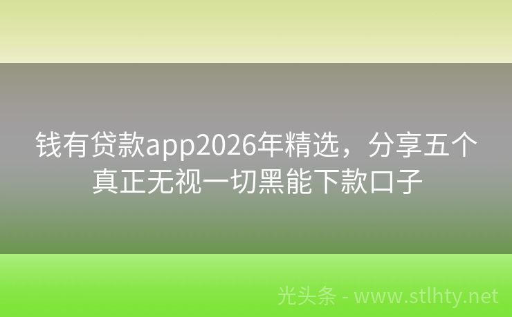 钱有贷款app2026年精选，分享五个真正无视一切黑能下款口子