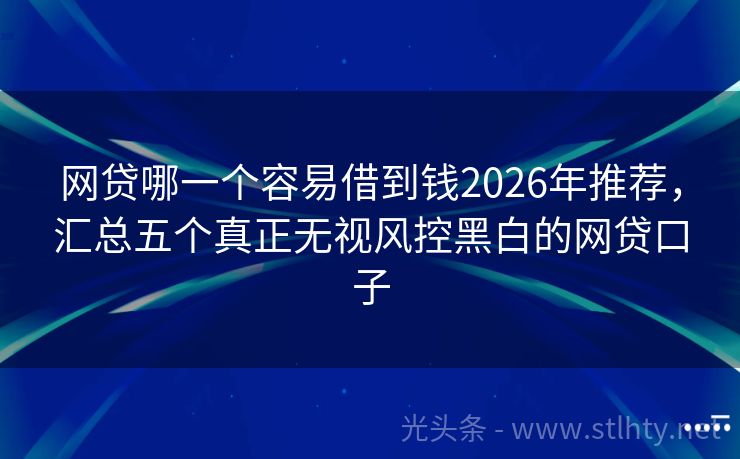 网贷哪一个容易借到钱2026年推荐，汇总五个真正无视风控黑白的网贷口子