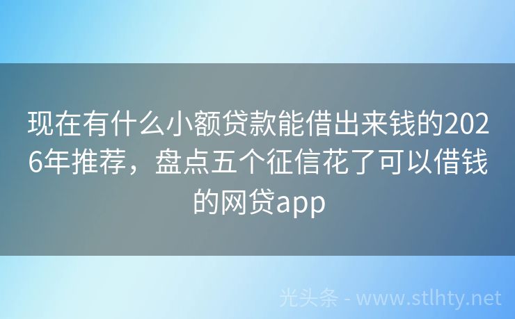 现在有什么小额贷款能借出来钱的2026年推荐，盘点五个征信花了可以借钱的网贷app