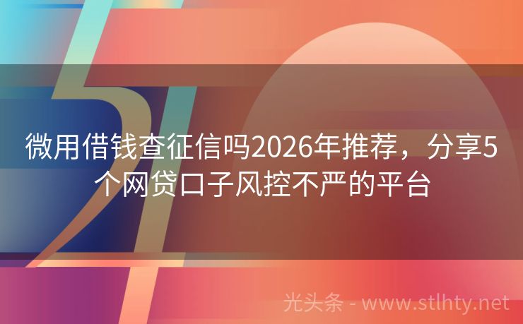 微用借钱查征信吗2026年推荐，分享5个网贷口子风控不严的平台