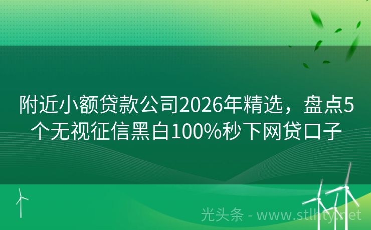 附近小额贷款公司2026年精选，盘点5个无视征信黑白100%秒下网贷口子