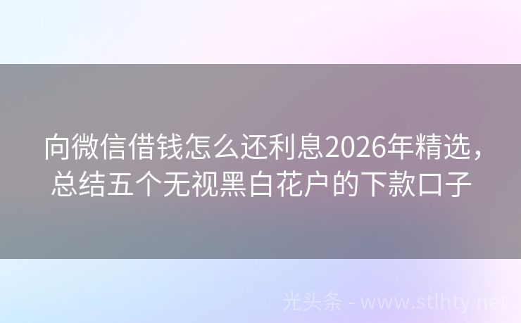向微信借钱怎么还利息2026年精选，总结五个无视黑白花户的下款口子
