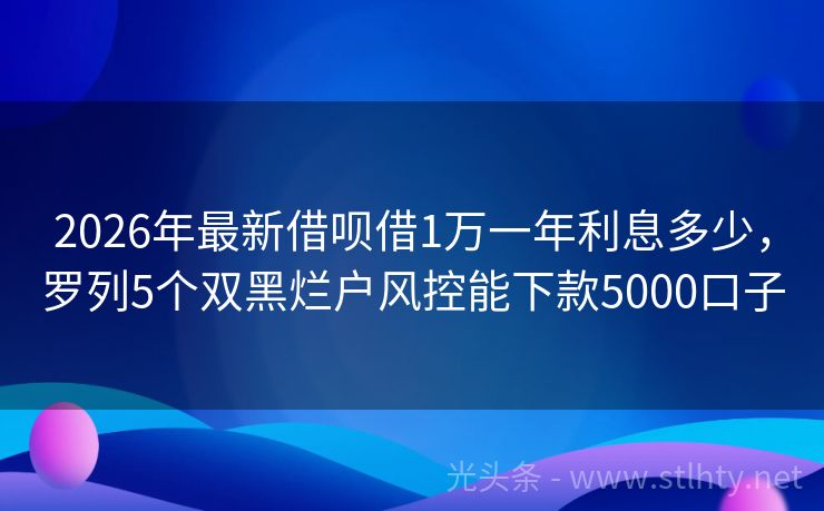 2026年最新借呗借1万一年利息多少，罗列5个双黑烂户风控能下款5000口子