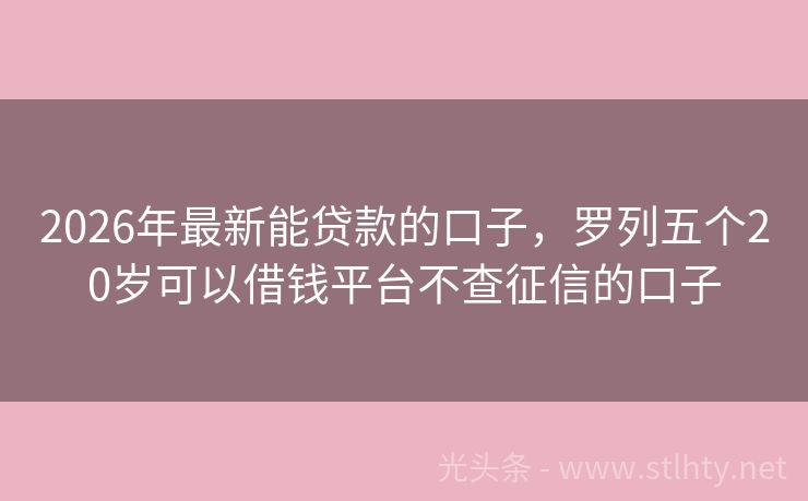 2026年最新能贷款的口子，罗列五个20岁可以借钱平台不查征信的口子