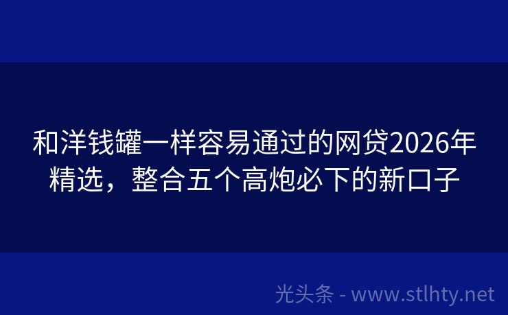 和洋钱罐一样容易通过的网贷2026年精选，整合五个高炮必下的新口子