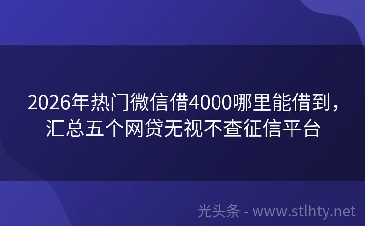 2026年热门微信借4000哪里能借到，汇总五个网贷无视不查征信平台