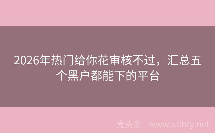 2026年热门给你花审核不过，汇总五个黑户都能下的平台