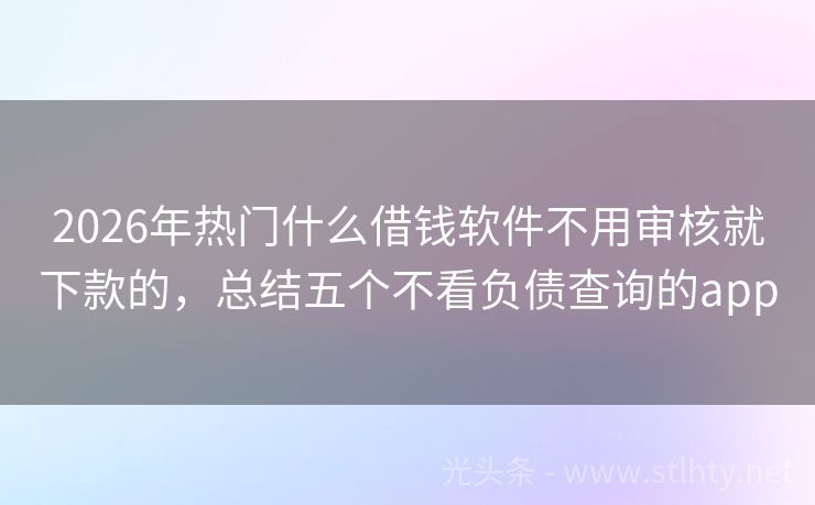 2026年热门什么借钱软件不用审核就下款的，总结五个不看负债查询的app