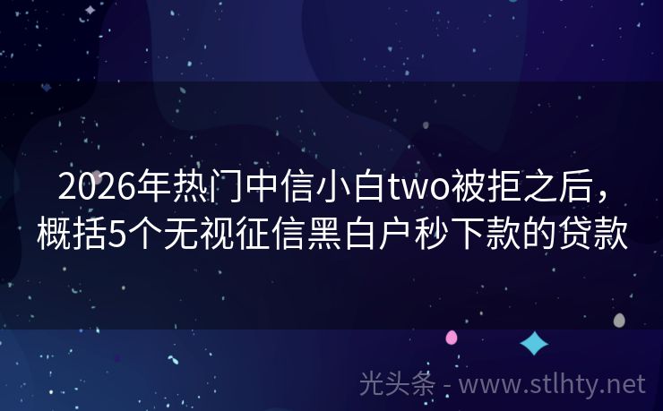 2026年热门中信小白two被拒之后，概括5个无视征信黑白户秒下款的贷款