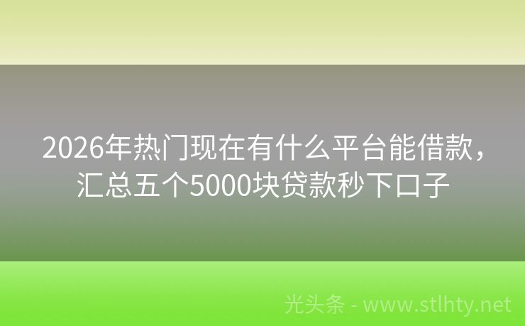 2026年热门现在有什么平台能借款，汇总五个5000块贷款秒下口子