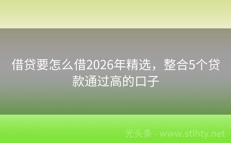 借贷要怎么借2026年精选，整合5个贷款通过高的口子