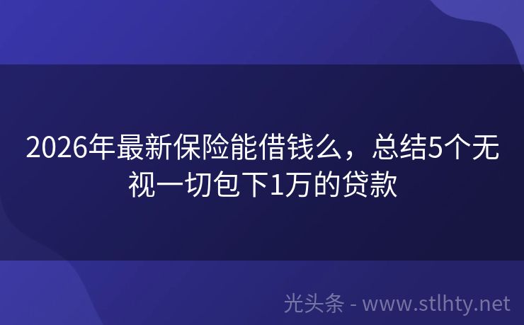 2026年最新保险能借钱么，总结5个无视一切包下1万的贷款