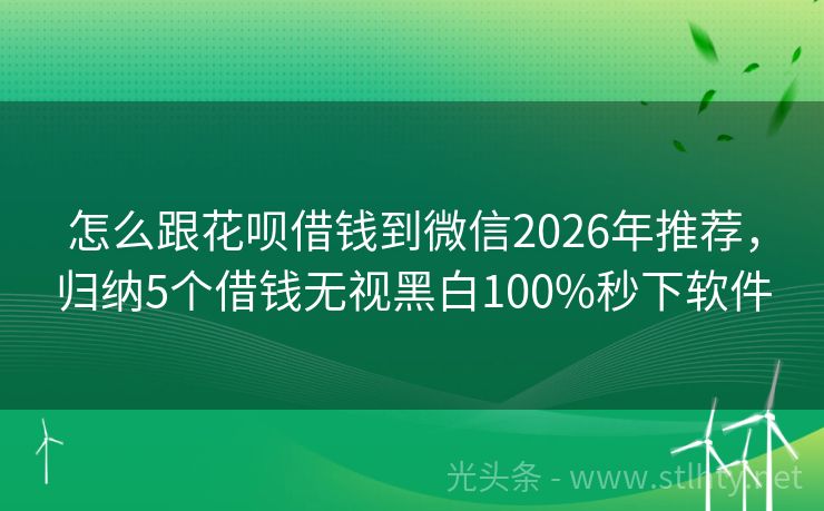 怎么跟花呗借钱到微信2026年推荐，归纳5个借钱无视黑白100%秒下软件