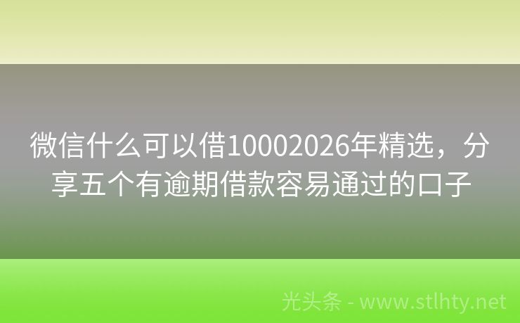 微信什么可以借10002026年精选，分享五个有逾期借款容易通过的口子